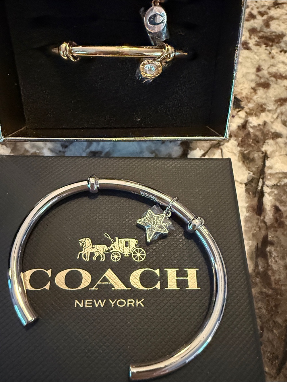 Coach Tri-Color Bamboo Bangle Set - Gold, Silver, Rose - Picture 4 of 5